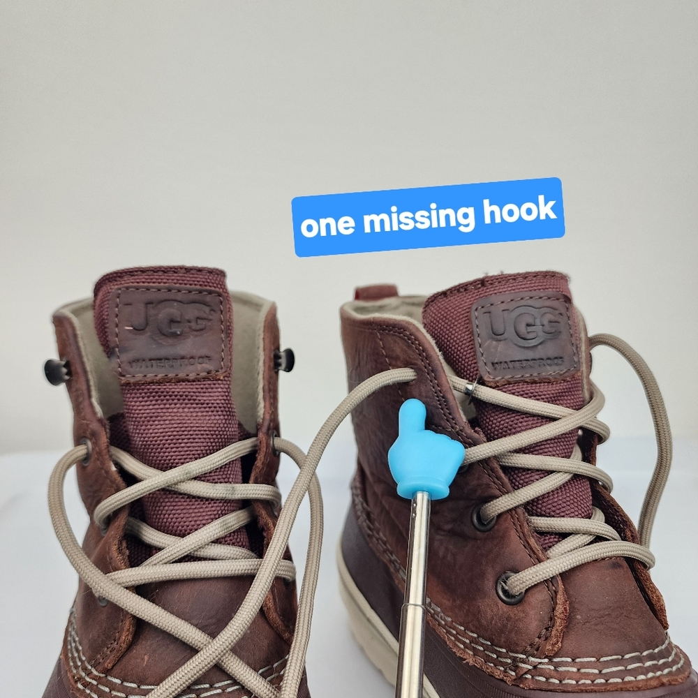UGG Waterproof Leather Duck Boot Burgundy Men Size 7.5 - Picture 9 of 13